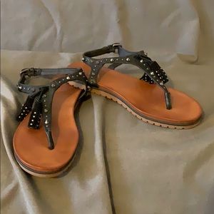 MIA black T-strap sandals with embellishment. 8